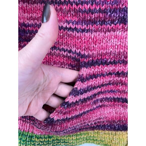 Hand Knitted Woolen Full Zip Hooded Sweater Jacket Womens Natives Hands Colorful - Picture 5 of 8